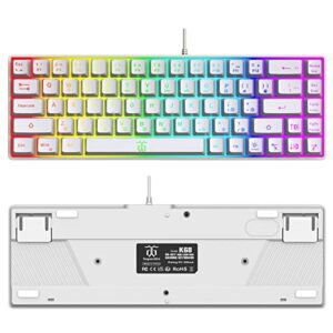 Snpurdiri 60% Percent Gaming Keyboard, Ergonomic Small Mini Gaming Keyboard, Compact RGB Backlit Keyboard for Windows, PC, Laptop, Gaming (68 Keys, White)