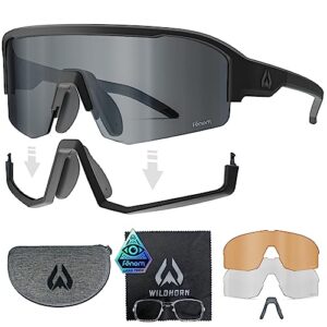 wildhorn radke mtb cycling glasses, uv400 sports sunglasses, cycling sunglasses for men & women w/ 3 interchangeable lenses