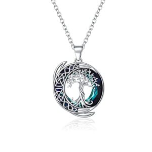 kattepote moon tree of life necklace s925 sterling silver crystal tree of life pendant necklace celtic knot full moon tree of life women's jewellery gift