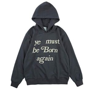 chainsaw man ye must be born again letter graphic printing hoodie men hip hop cotton pullover sweatshirts for men women