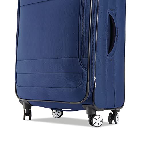 Samsonite Aspire DLX Softside Expandable Luggage with Spinner Wheels, Checked-Medium 25-Inch, Blue Depth