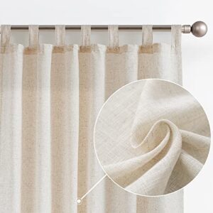 jinchan linen curtains for living room 84 inch length 2 panels beige country farmhouse curtains tab top light filtering bedroom curtains crude drapes indoor and outdoor window curtain set