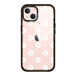 casetify impact iphone 13 case [6.6ft drop protection] - ditsy daisies - white - clear black