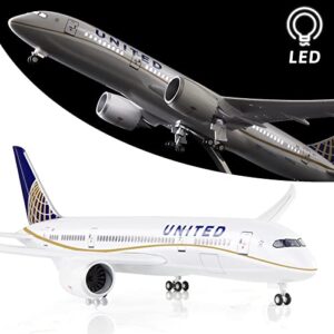lose fun park 1:130 scale large model airplane united airlines boeing 787 plane models diecast airplanes with led light for collection or gift