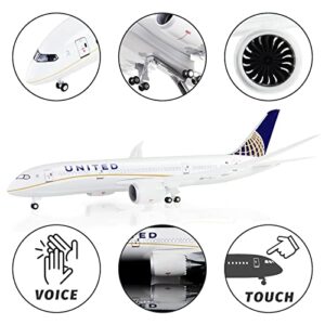 Lose Fun Park 1:130 Scale Large Model Airplane United Airlines Boeing 787 Plane Models Diecast Airplanes with LED Light for Collection or Gift