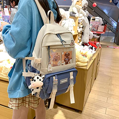 Bersauji Kawaii Backpack with Card Cover Pendant Pins Accessories Cute Aesthetic Backpack Large Capacity Laptop Bag