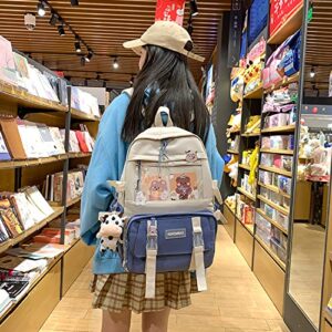 Bersauji Kawaii Backpack with Card Cover Pendant Pins Accessories Cute Aesthetic Backpack Large Capacity Laptop Bag