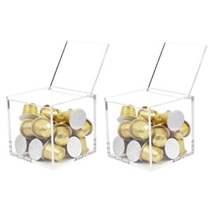 kekafu 2pcs coffee capsule holder clear acrylic box coffee pod storage coffee pod holder dispenser tea bag organizer with lid