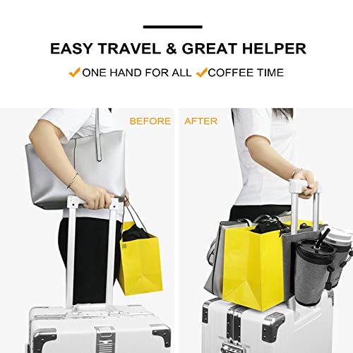 Tuegher 3 in 1 Travel Luggage Cup Holder, Luggage Straps, Shoulder Bag for Suitcases add a Bag, Travel Carry-on Luggage Helper,Travel Accessory for Duffel, Tote, Laptop Bag (Patent Pending)