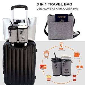 Tuegher 3 in 1 Travel Luggage Cup Holder, Luggage Straps, Shoulder Bag for Suitcases add a Bag, Travel Carry-on Luggage Helper,Travel Accessory for Duffel, Tote, Laptop Bag (Patent Pending)