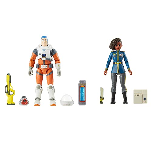 Disney Pixar's Lightyear Alisha Hawthorne and Buzz Lightyear Action Figures, Posable, 2 Pack, for Ages 4 Years and Up