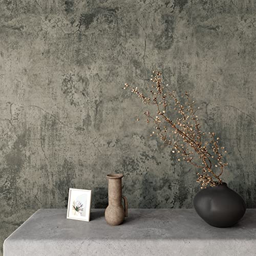 VaryPaper 15.7''x78.7'' Thick Weathered Concrete Wallpaper Peel and Stick Textured Cement Contact Paper Waterproof Self Adhesive Vinyl Concrete Wall Paper Roll for Bathroom Kitchen Countertops Table