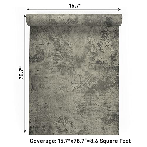 VaryPaper 15.7''x78.7'' Thick Weathered Concrete Wallpaper Peel and Stick Textured Cement Contact Paper Waterproof Self Adhesive Vinyl Concrete Wall Paper Roll for Bathroom Kitchen Countertops Table