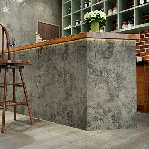 VaryPaper 15.7''x78.7'' Thick Weathered Concrete Wallpaper Peel and Stick Textured Cement Contact Paper Waterproof Self Adhesive Vinyl Concrete Wall Paper Roll for Bathroom Kitchen Countertops Table