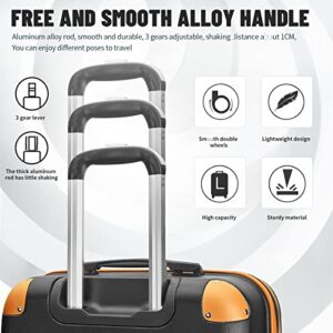 Joyway Luggage 10-Piece Sets,ABS Hardside Suitcase with Spinner Wheels,TSA Lock Luggage Sets for Women and Men(Black&Orange)