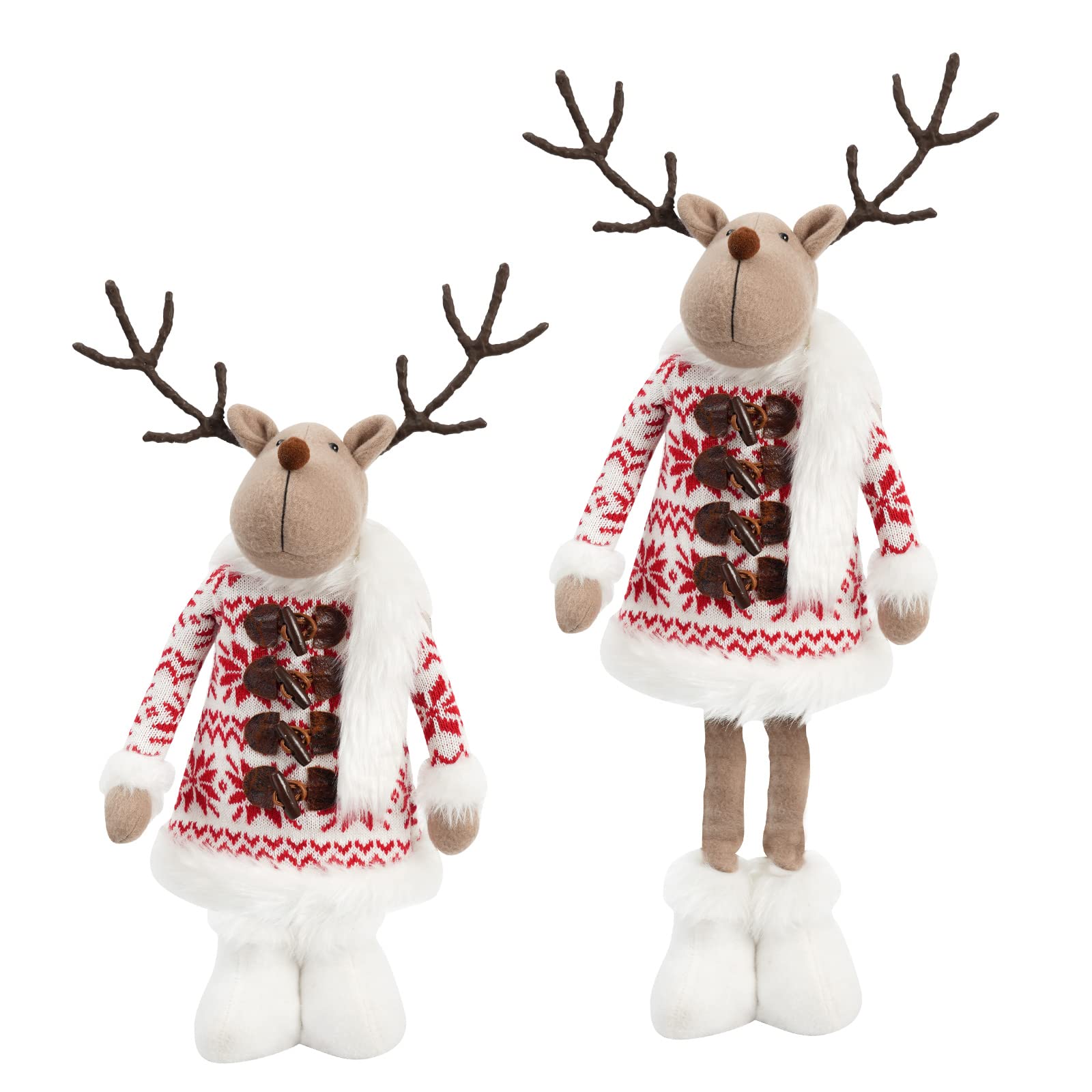 ALLYORS Christmas Standing Reindeer 20 inch,Xmas Stuffed Reindeer Standing Figure with Extendable Legs for Christmas Floor Decor, Xmas Fireplace, Indoor/Outdoor Home Decoration