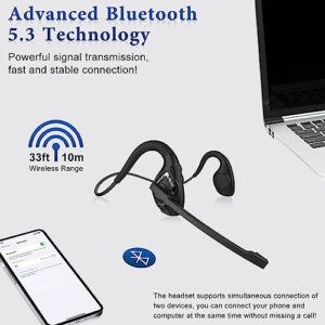 BANIGIPA Open Ear Headphones, Air Conduction Bluetooth Headset, Wireless Earphones Stereo w/Noise-Canceling Boom Microphone, 10 Hrs Playtime, Light and Comfortable for Cell Phone Sport Office Driving