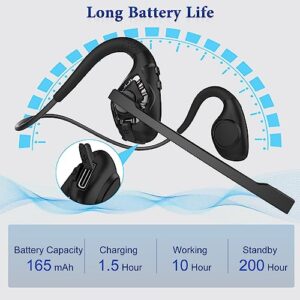 BANIGIPA Open Ear Headphones, Air Conduction Bluetooth Headset, Wireless Earphones Stereo w/Noise-Canceling Boom Microphone, 10 Hrs Playtime, Light and Comfortable for Cell Phone Sport Office Driving