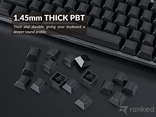 Ranked Blank Premium Keycap Set | 1.4 mm Thick PBT | Cherry Profile for Mechanical Keyboard (Black, 139 Keys)