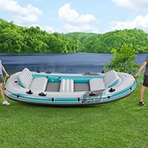 Bestway Hydro-Force Adventure Elite X5 Inflatable 5 Person Water Raft Outdoor Floating Boat Set | Includes Inflatable Boat, Aluminum Oars, Hand-Pump, Carry Bag and Gear Pouch