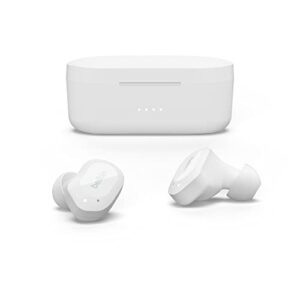 belkin wireless earbuds, soundform play true wireless earphones with usb-c quick charge, ipx5 sweat and water resistant, 38 hour play time, compatible with iphone, galaxy, pixel and more - white