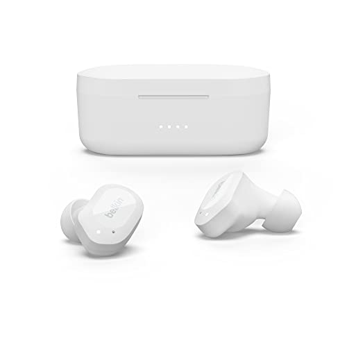 Belkin Wireless Earbuds, SoundForm Play True Wireless Earphones with USB-C Quick Charge, IPX5 Sweat and Water Resistant, 38 Hour Play Time, Compatible with iPhone, Galaxy, Pixel and More - White