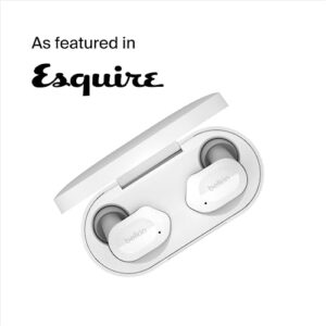 Belkin Wireless Earbuds, SoundForm Play True Wireless Earphones with USB-C Quick Charge, IPX5 Sweat and Water Resistant, 38 Hour Play Time, Compatible with iPhone, Galaxy, Pixel and More - White