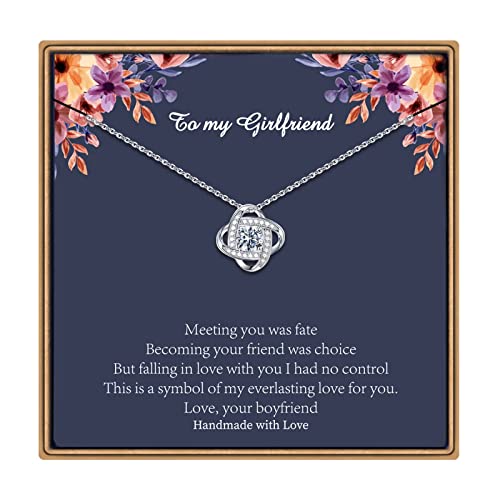 IEFLIFE Girlfriend Gifts Girlfriend Necklace, Love Knot Necklace Jewelry I Love You Gifts Valentines Day Gifts for Her Mothers Day Anniversary Christmas Gifts for Girlfriend