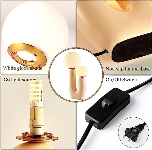 ACLBLK 2-Lights Nordic Simplicity Resin Table Lamp Post-Modern Creative Glass Desk Light G9 Bedroom Bedside Night Light for Villa Living Room Office Library Homestay Hotel Exhibition Hall