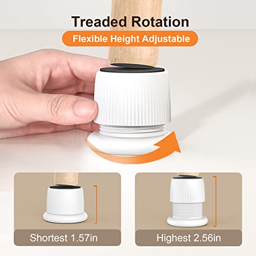 xuenair Adjustable Furniture Bed Risers, 1.6-2.6 inch Bed Risers White, Durable Plastic and Anti Slip Couch Risers 2 inch for Sofa Bed Table and Chair Lifts(White - 4 pcs)