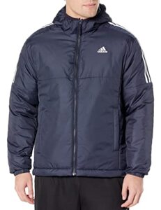 adidas men's essentials insulated hooded jacket, ink, large