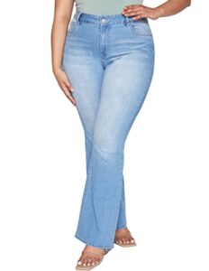 ymi classic essential casual bell bottom boot cut flared plus size jeans for women (light wash denim,16)