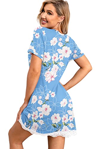 PrinStory Night Gowns Women Button Down Nightgowns Soft Sleepwear