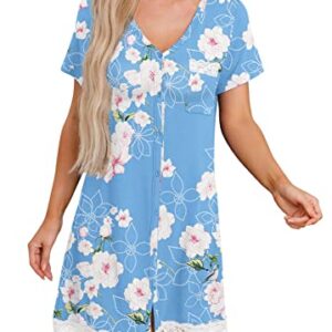 PrinStory Night Gowns Women Button Down Nightgowns Soft Sleepwear