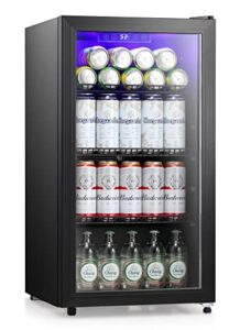 antarctic star beverage refrigerator cooler - 125 can mini fridge soda beer, small wine champagne cooler for home and bar,small drink dispenser,electronic temperature control,3.1cu.ft,black