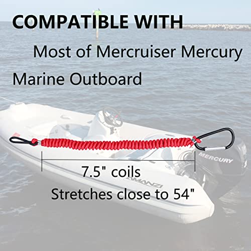 8M0092850 Boat Kill Switch Lanyard Replacement for Mercury Marine Boat Emergency Stop Switch Safety Lanyard Cord 54 Inch/137 Long -Replace 15920T54 15920A54 (Aluminum Alloy Clip Red 1Pcs)