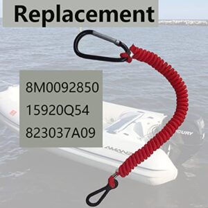 8M0092850 Boat Kill Switch Lanyard Replacement for Mercury Marine Boat Emergency Stop Switch Safety Lanyard Cord 54 Inch/137 Long -Replace 15920T54 15920A54 (Aluminum Alloy Clip Red 1Pcs)