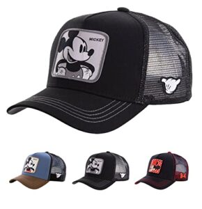 yafubo cartoon baseball cap men's women's retro trucker hat for outdoor sports black