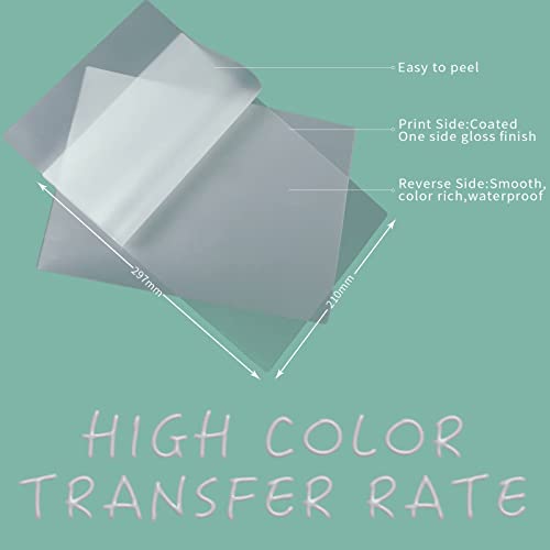 100 Sheets DTF Transfer Film Paper A4 Double Sided Thick Clear Pretreat Sheets, PET Heat Transfer Paper for Epson Inkjet Printer DTG Printer Direct Print On T Shirts Textile