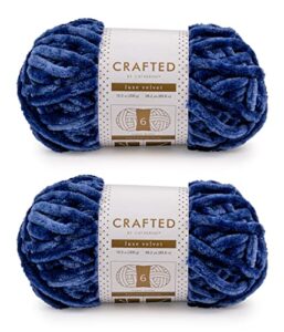 crafted by catherine luxe velvet solid yarn - 2 pack (98 yards each skein), royal blue, gauge 6 super bulky