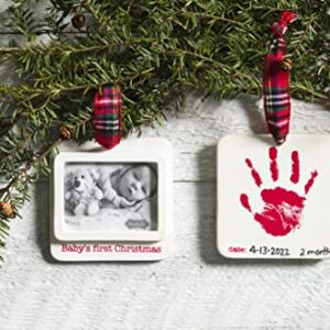 Mud Pie First Christmas Handprint Ornament White 4 1/4" x 4 1/4"