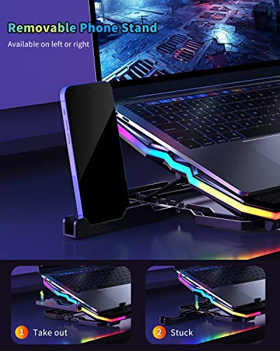 KeiBn Upgrade Laptop Cooling Pad A13,RGB Lights Laptop Cooler 6 Fans for up to 15.6 Inch Laptops,10 Modes Light, 7 Height Stands, 2 USB Ports - Blue