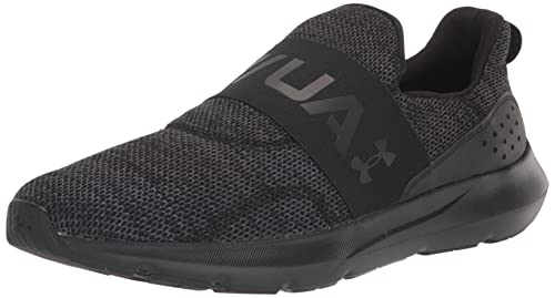 Under Armour Men's Surge 3 Slip On Running Shoe, (002) Black/Black/Black, 12