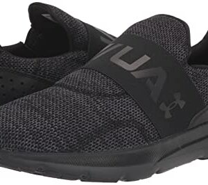 Under Armour Men's Surge 3 Slip On Running Shoe, (002) Black/Black/Black, 12