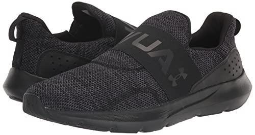 Under Armour Men's Surge 3 Slip On Running Shoe, (002) Black/Black/Black, 12