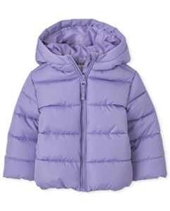 the children's place baby girls and toddler medium weight puffer jacket, wind-resistant, water-resistant jacket, lavender, 3t us