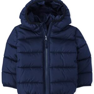 The Children's Place Baby Boys Toddler Medium Weight Puffer Jacket, Wind, Water-Resistant, Navy, 3T