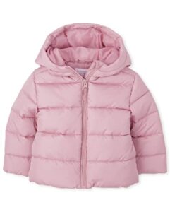 the children's place baby girls and toddler medium weight puffer jacket, wind-resistant, water-resistant jacket, rose quartz, 4t us