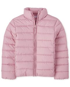the children's place girls' medium weight puffer jacket, wind, water-resistant, rose quartz, medium (7/8)