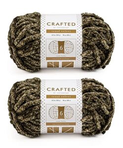 crafted by catherine tonal velvet yarn - 2 pack, bronze green, gauge 6 super bulky, 96 yards